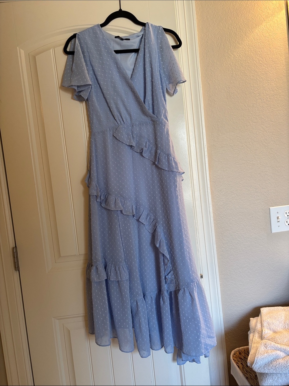 Lulu's Light Blue Ruffle Wrap Maxi Dress